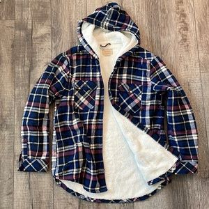 Boston Traders Sherpa Lined Flannel Hoodie
